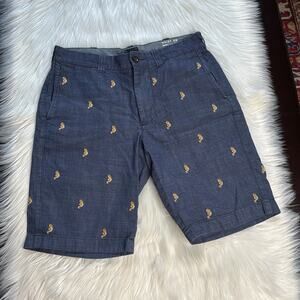 J. Crew Blue Chino Shorts with Seahorse Embroidery